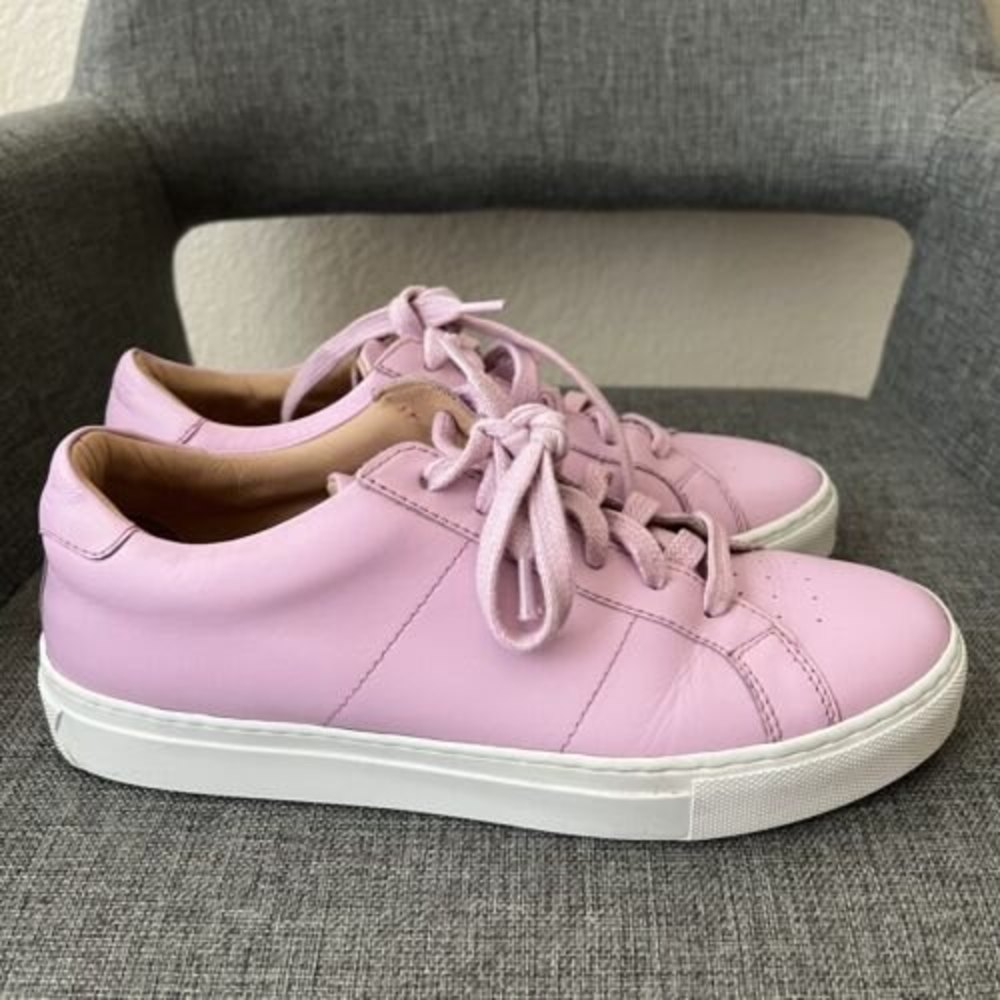 Greats Brooklyn Italy Lace Up Sneaker Womens Pink Leather Shoes Size 8 SB04